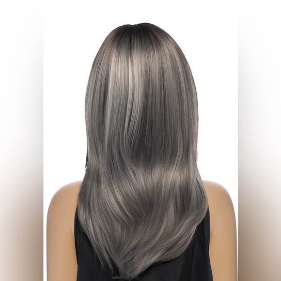 Stylish Black and Gray Women's Wig - Picture 6 of 7